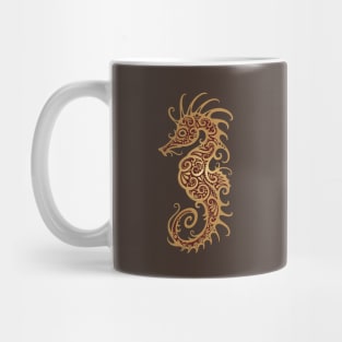 Intricate Brown Tribal Seahorse Design Mug